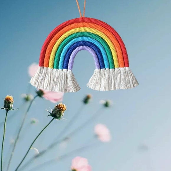 Rainbow Hippie handing Wall Decor Handmade Weaving Ornament Pendant Decoration - Picture 5 of 12
